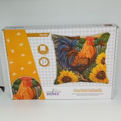 NEW Craft Buddy ROOSTER & SUNFLOWERS Cross Stitch Cushion Pillow Kit 14" x 14" CSCU03-RST