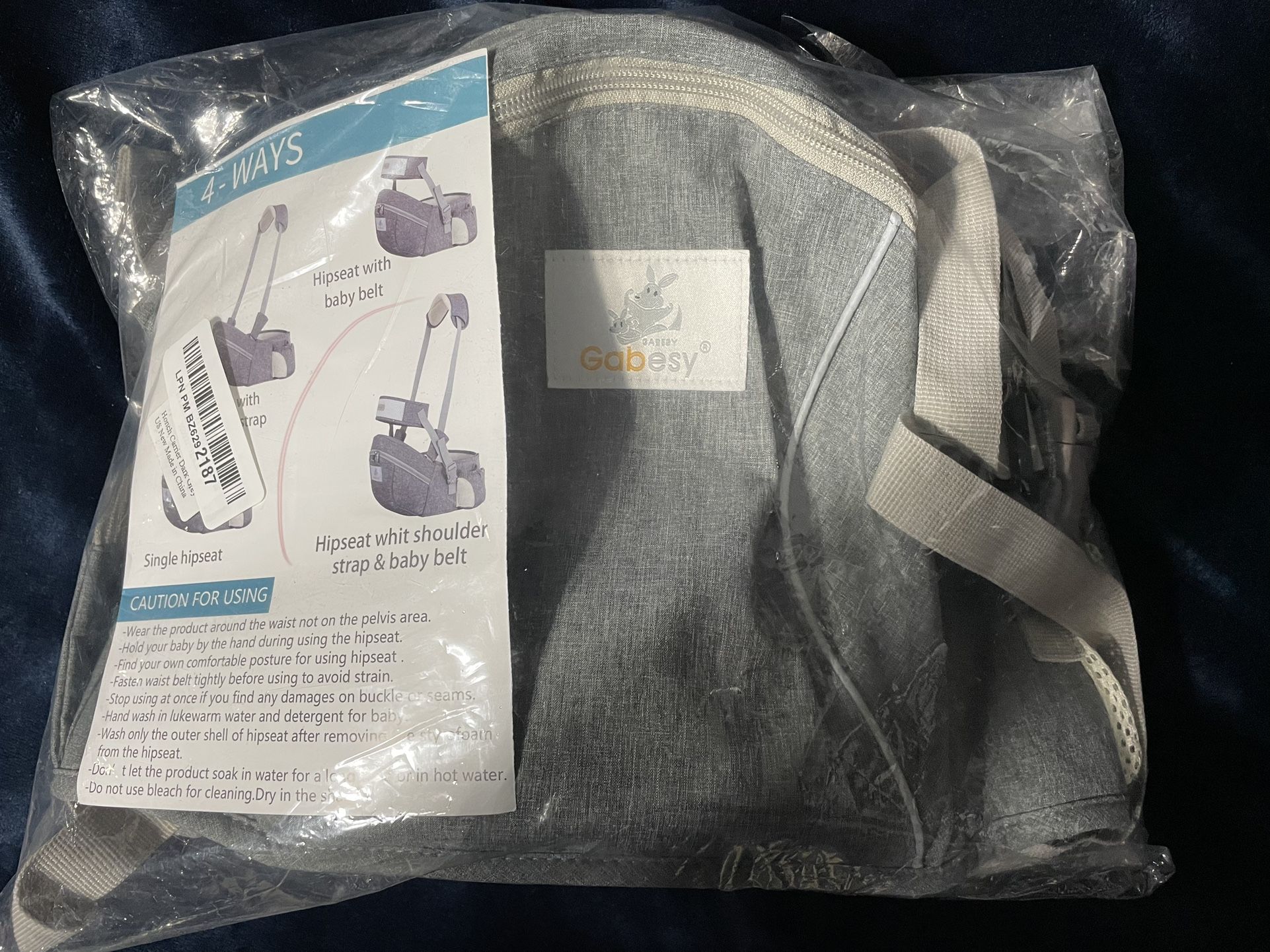 Grey Gabesy Baby Hip Carrier With Frontal Backpack