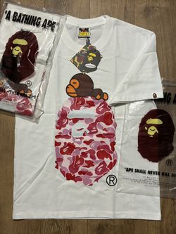 Bape Tee Pink And White