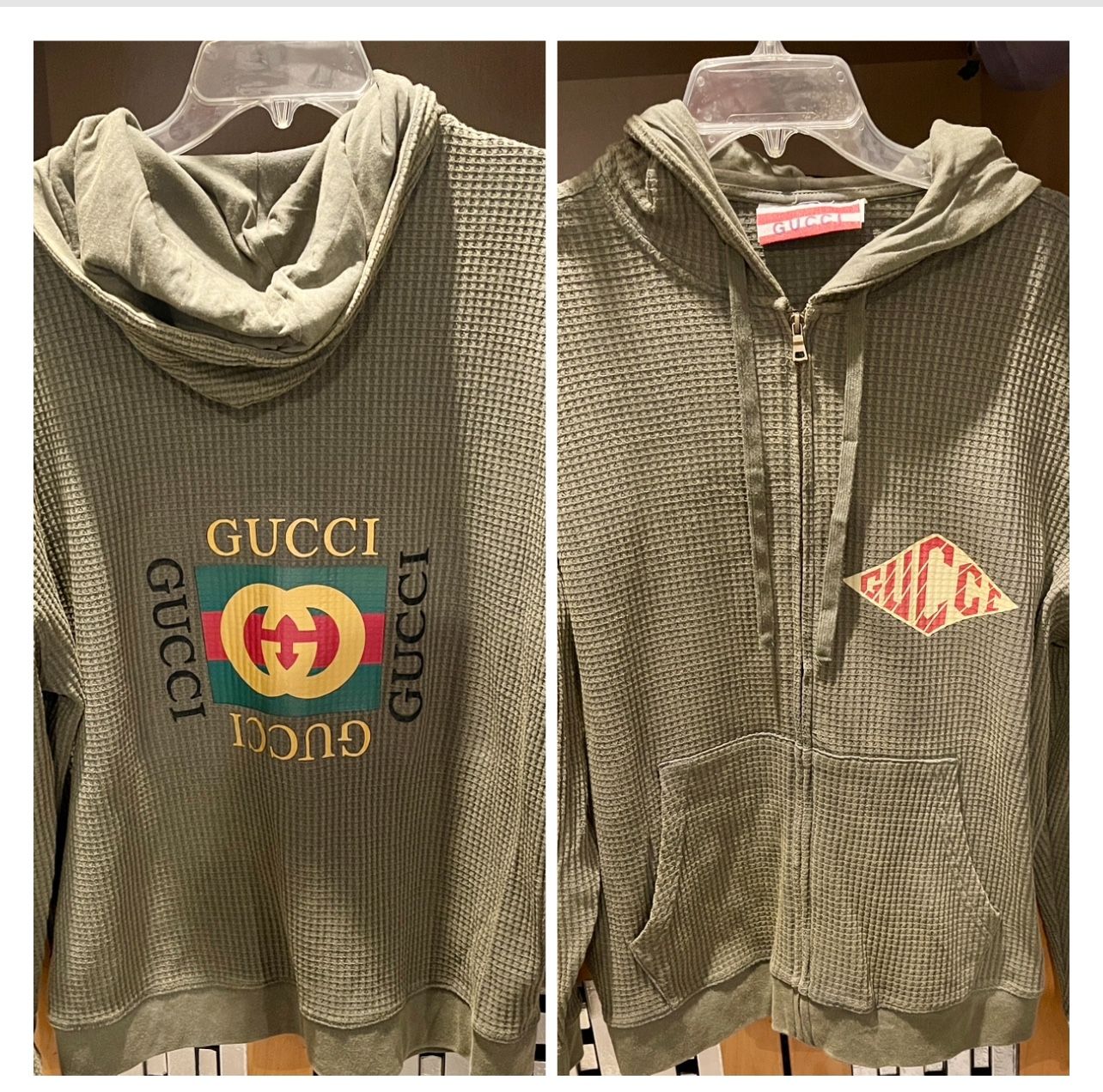 Brand New Super Luxury Mens Large Zip Up Thermal Hoodie With Front And Back Design