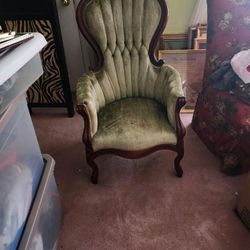 Vintage Velvet Olive Green Chair