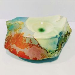 Vintage Rare Tony Evans Signed 54 Raku Pottery Sculptural Candle Holder 10”6”3”. 