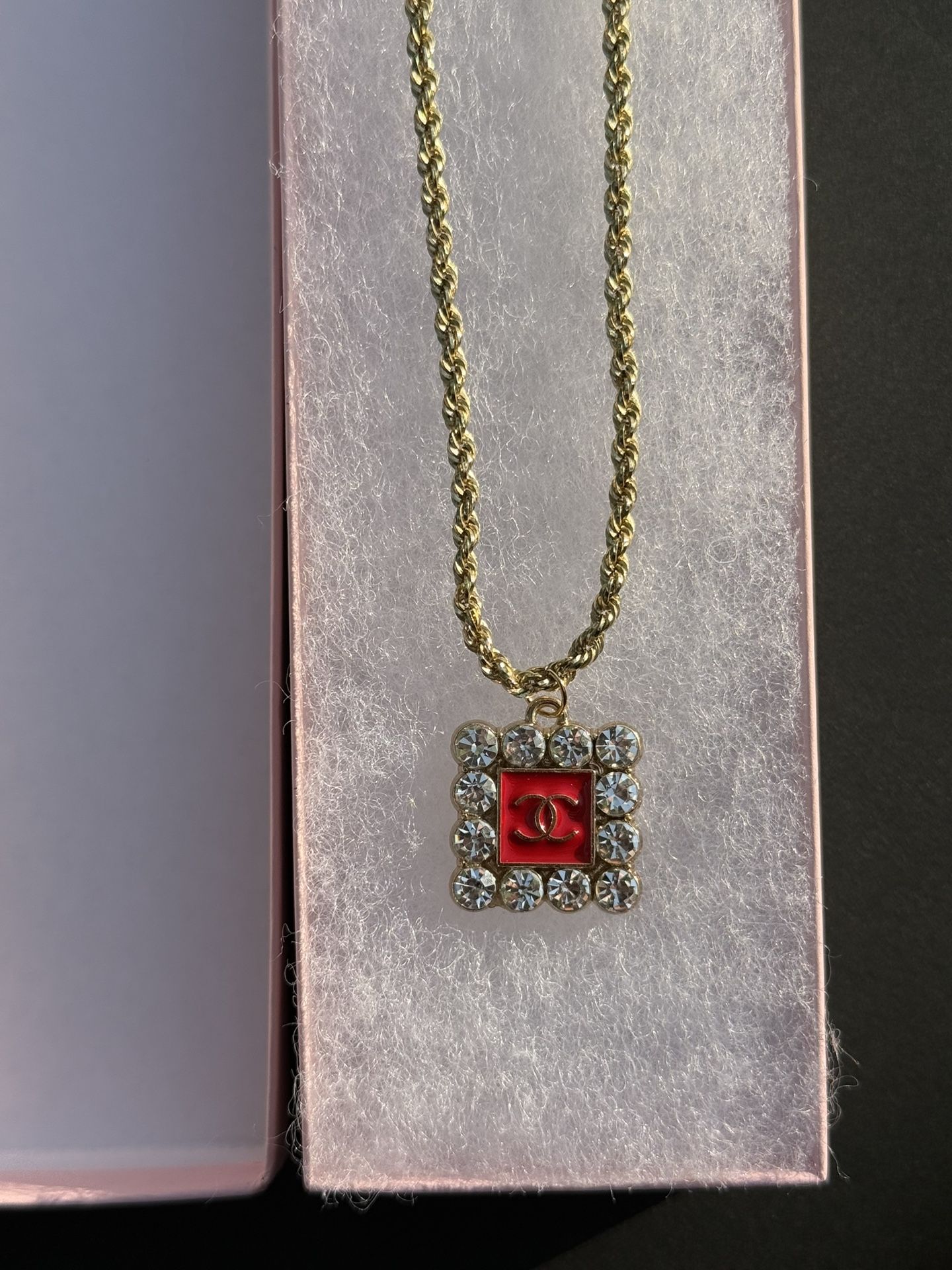 Authentic Charm Upcycled Necklace 3mm 18k Gold Plated 18 Inch Chain.