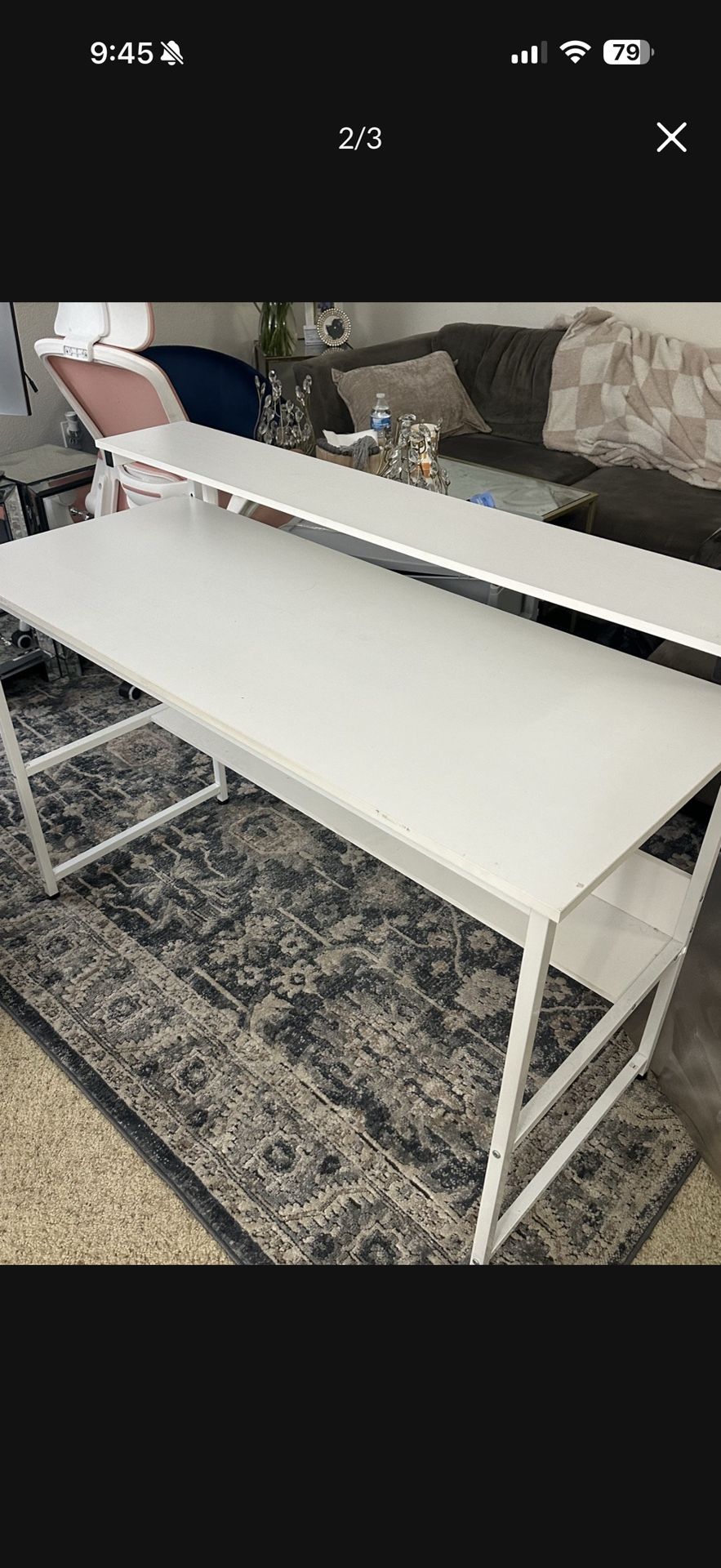 White office double deck desk