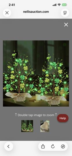 St. Patrick's Day Decorations, 2 Pack 18 Inch Lighted St. Patrick's Day Tree Tabletop 20 Green Lights Timer Battery Operated 7 Shamrocks Berries Artif