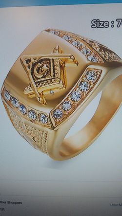 FREEMASON MASONIC BAND 18K GOLD PLATED VINTAGE RING FOR MENS