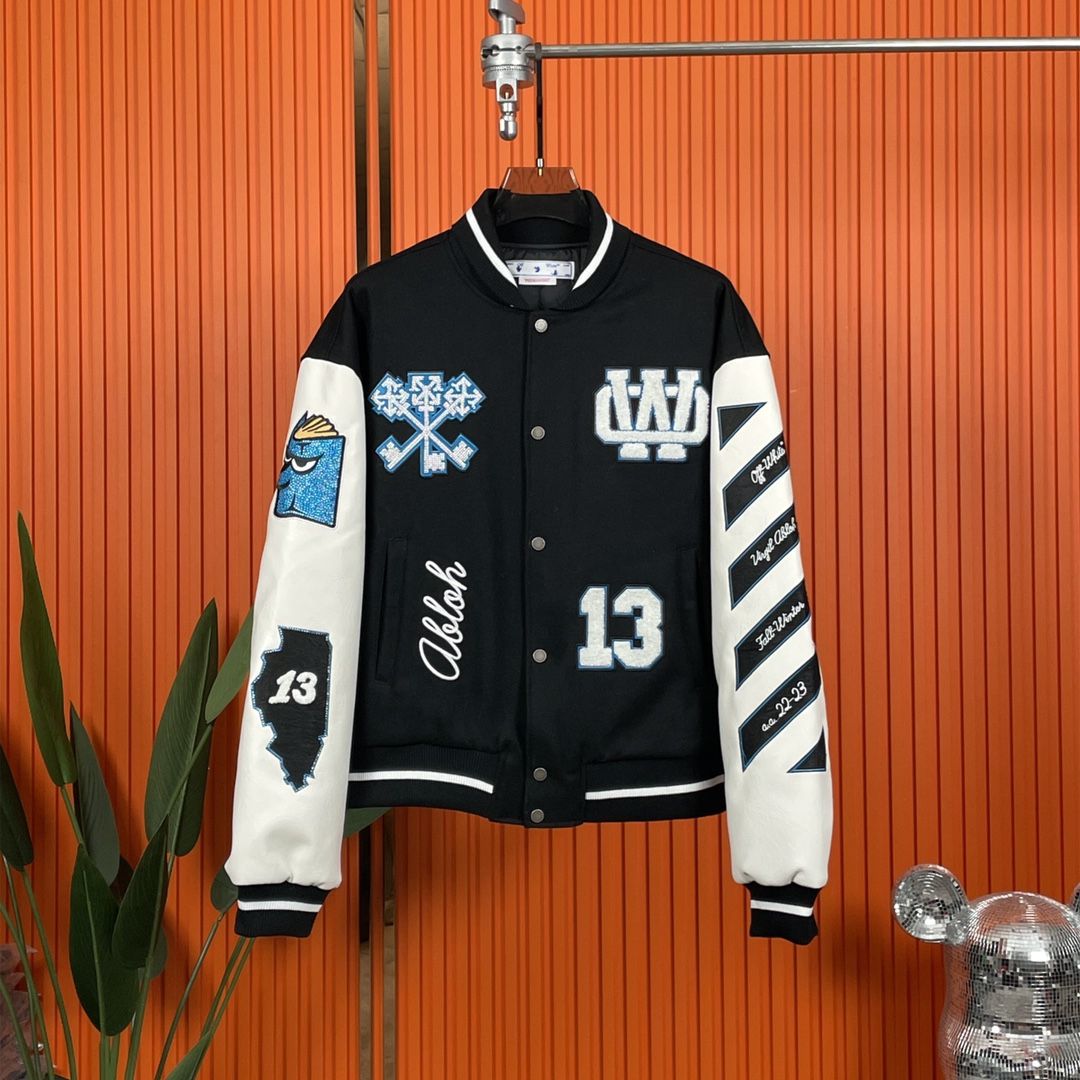 Off-White Leather Varsity Jacket