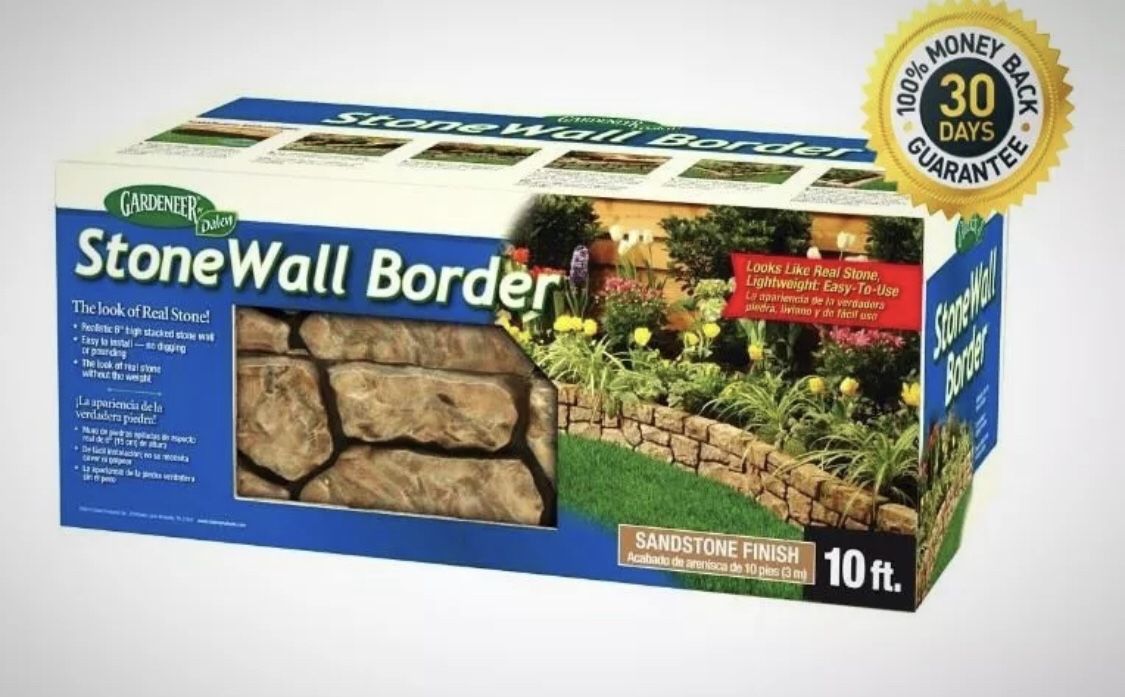 Dalen Products 6 In. X 10 Ft. Tan Stone Wall Border Garden Outdoor Decoration