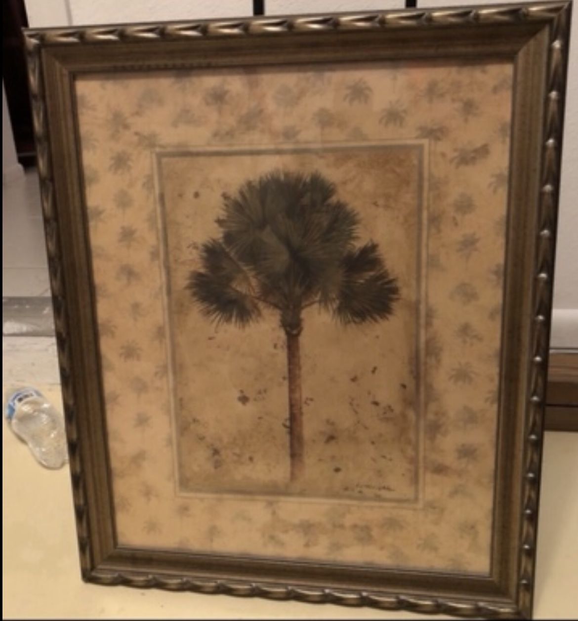 Hand Painted Palm Tree Painting Just Over 18 1/2" W x Just About 23" L