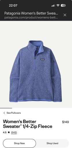 Patagonia Women’s Better Sweater 1/4-Zip Fleece Pullover (Size L – Heathered Slate Blue)