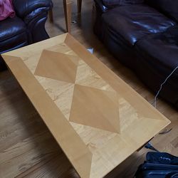 Wooden coffee table and 2 end tables
