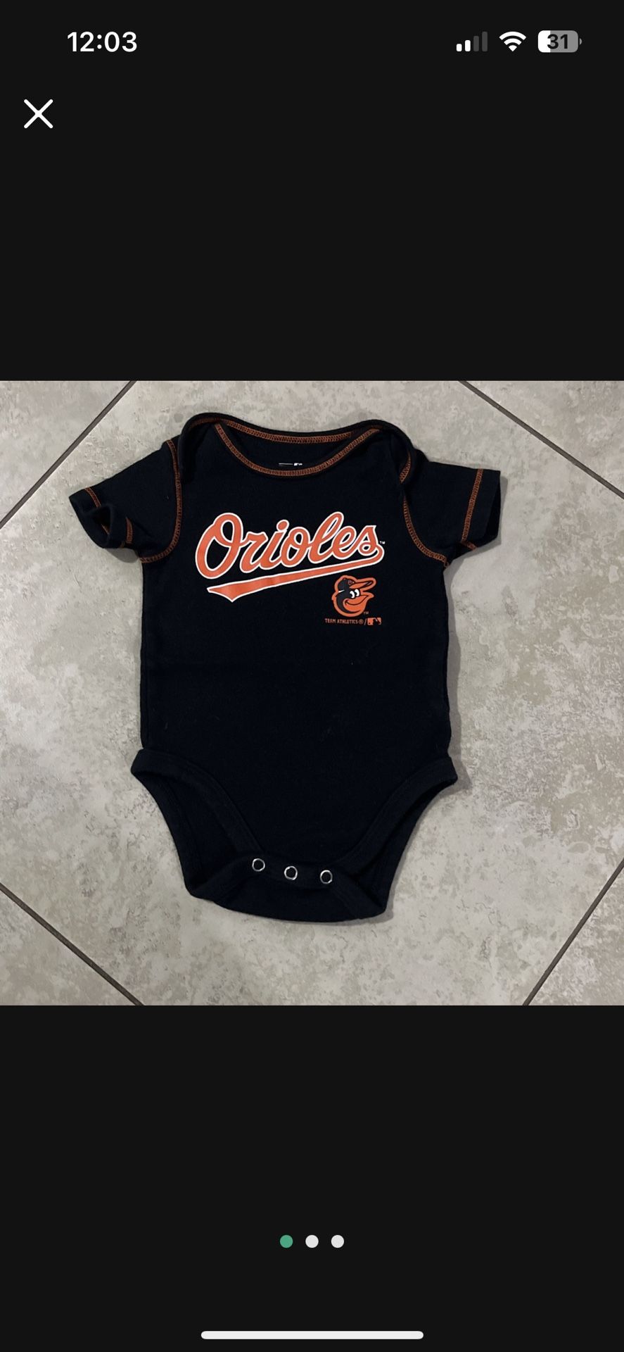 Baby Boy’s / Girl’s Orioles Onesie, Size 6-9 Months