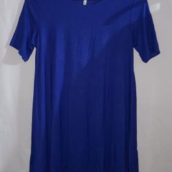 Azules Blue Short Sleeve Tunic Dress Shirt Size S