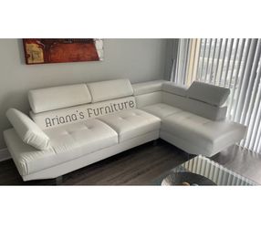 new white faux leather sectional 