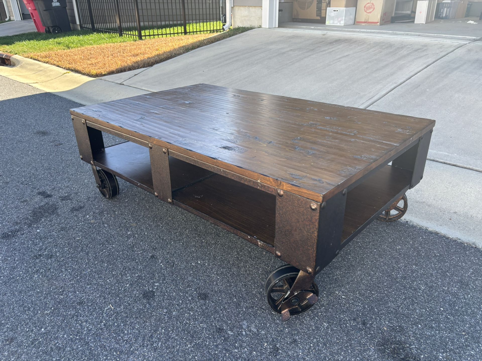 Rolling Wood Center Table For Sale!!!!