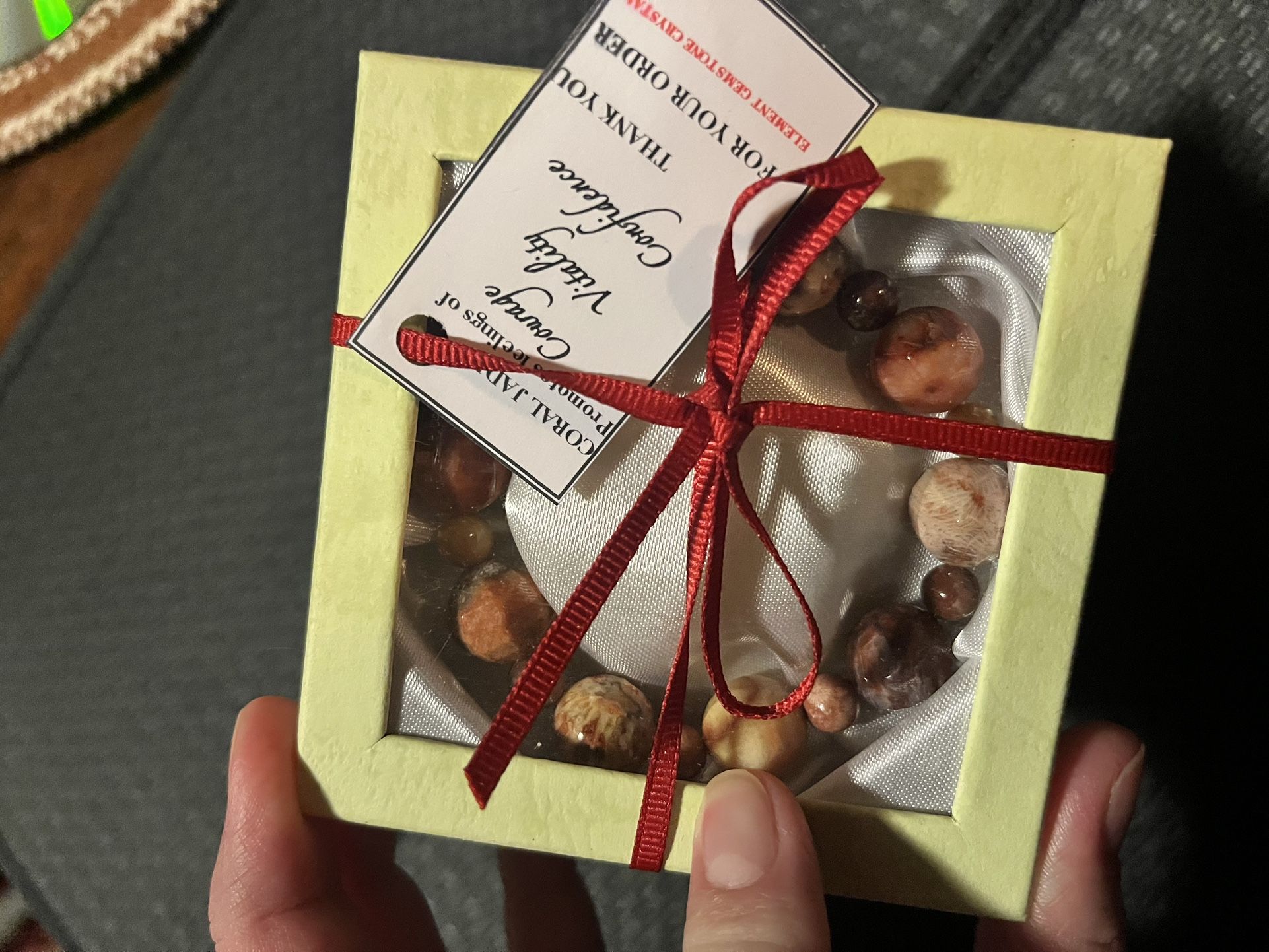 Coral and jade gemstone bracelet