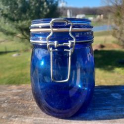 Blue Stained Glass Craft Jar
