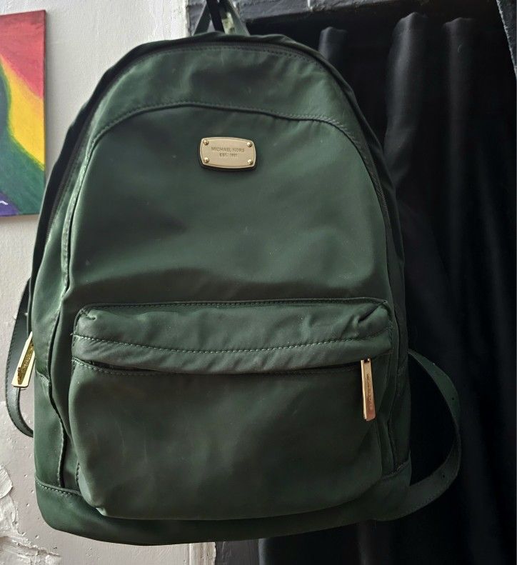 Michael Kors Green Satin Backpack Purse