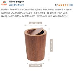 🗑 Brand New Primo Supply Wooden Trash Can – Never Used