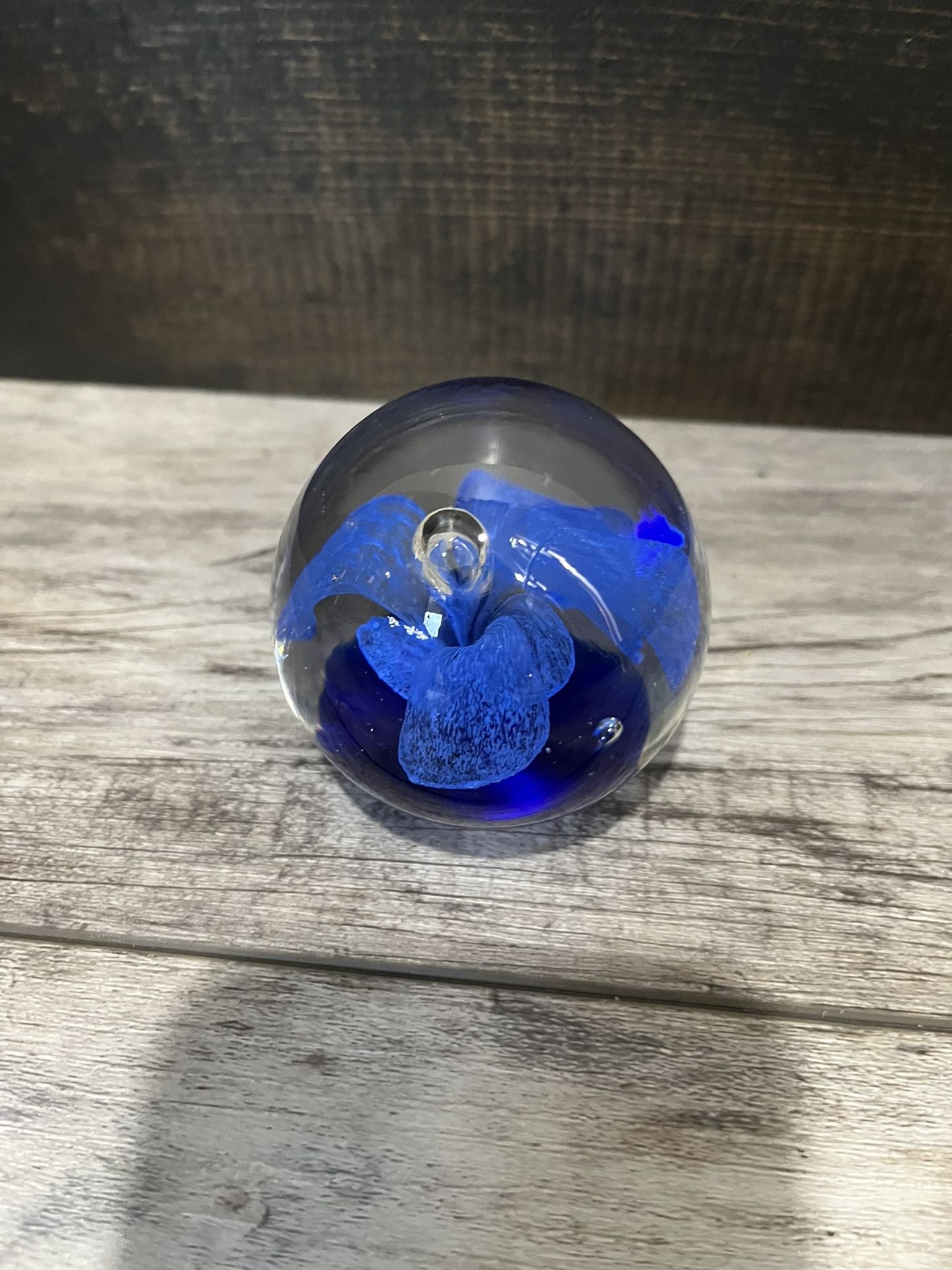 Cobalt Blue Floral Paperweight