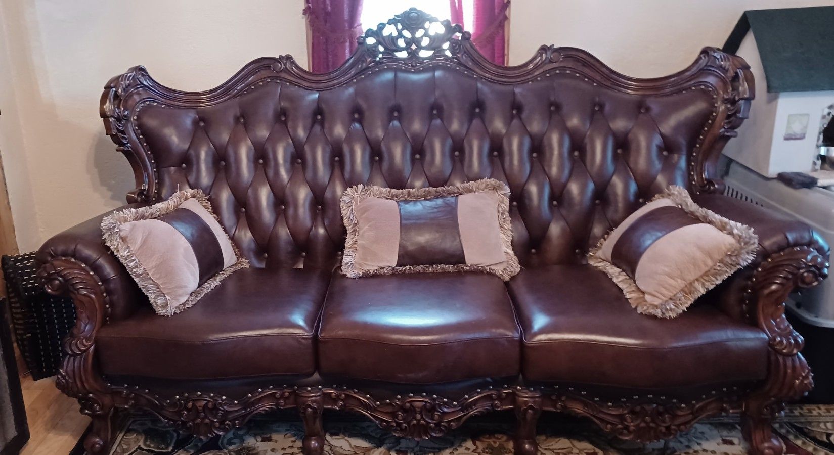 Leather Wingback Sofa And Love Seat