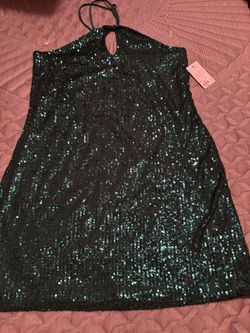 Green Sequin Halter Mini Dress