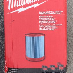 Milwaukee large wey/dry vacuum high efficiency filter new one