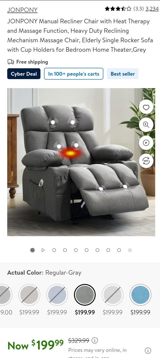 New In Box Recliner With Heat And Massage Function