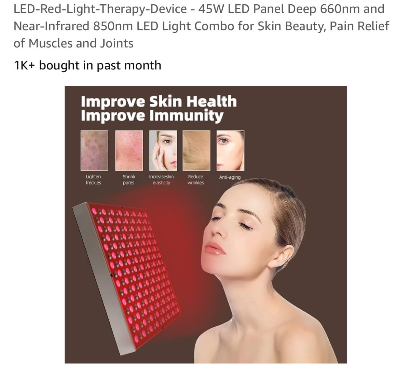 LED-Red-Light-Therapy-Device - 45W LED Panel Deep and Near-Infrared 850nm LED Light Combo for Skin Beauty, Pain Relief of Muscles and Joints
