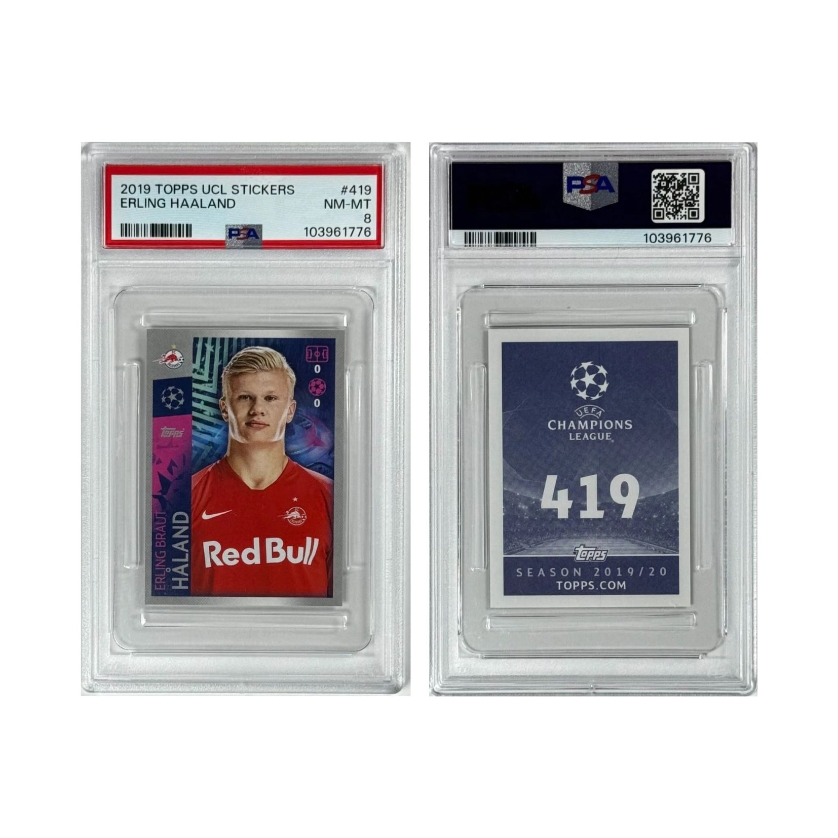 Erling Haaland 2019 Topps UCL Stickers #419 PSA 8 (NM-MT) Soccer Card