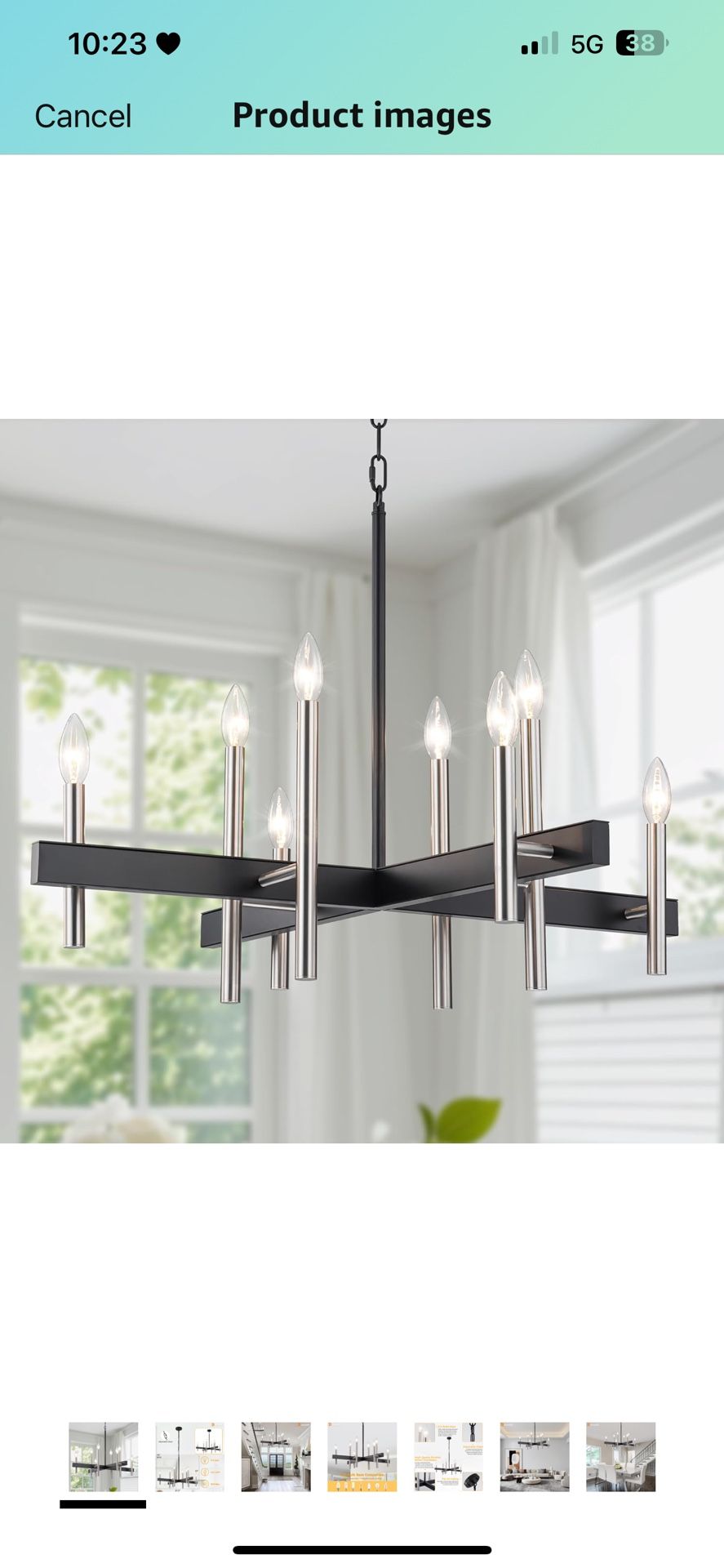 31.5'' 8-Light Modern Chandeliers for Dining Room, Large Farmhouse Brushed Nickel And Black