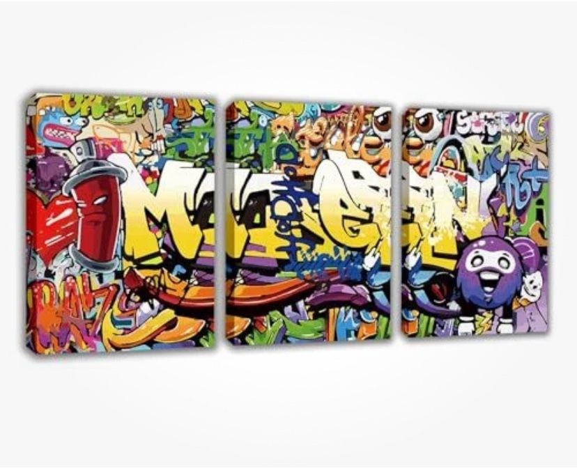 Aaxezm 3pcs Grafity Canvas Wall Art Print 72x96”