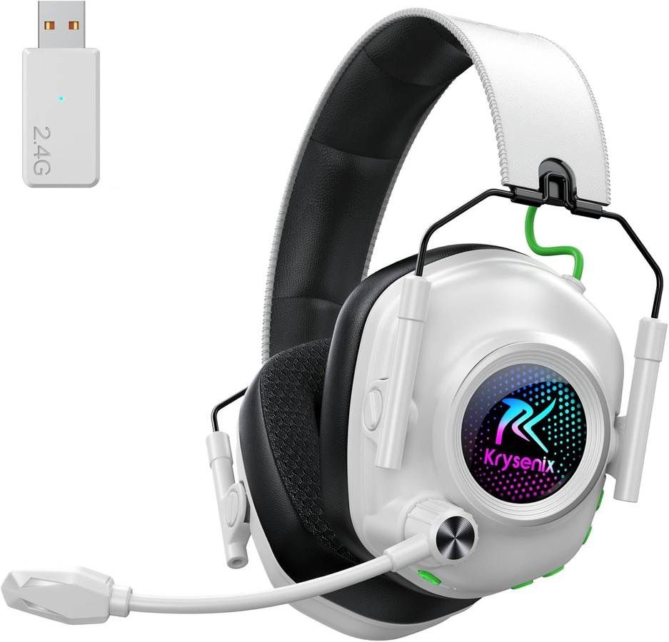 new Wireless Gaming Headset with Noise Canceling Microphone for PC, PS5, PS4, Switch, Mac, 2.4 GHz Wireless & Bluetooth 5.4 Gaming Headphones, Cool RG