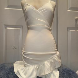 Lulus White Ruffle Bodycon Mini Dress 