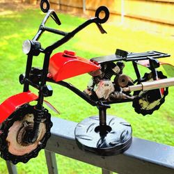 Recycled metal ART. Miniature Motorcycle.