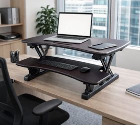 ULINE 35” Adjustable Standing Desk Converter – Sit/Stand Desk Riser