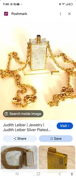 Judith Leiber Gold-Tone Crystal Perfume Bottle Necklace
