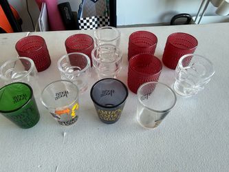 Hocus Pocus Shot Glasses and Red Hobnail Votive Holders