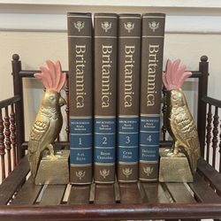 Opalhouse Handcrafted Brass Bird Cockatoo Bookend Set Gold & Pink 8.2"x 6” Rare