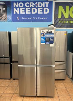 Samsung 23 cu. ft. Counter Depth 4-Door French Door Refrigerator with Beverage Center in Stainless Steel