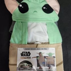 Star Wars Mandalorian The Child Kids Hooded Poncho Towel 23.6" X 47.2"