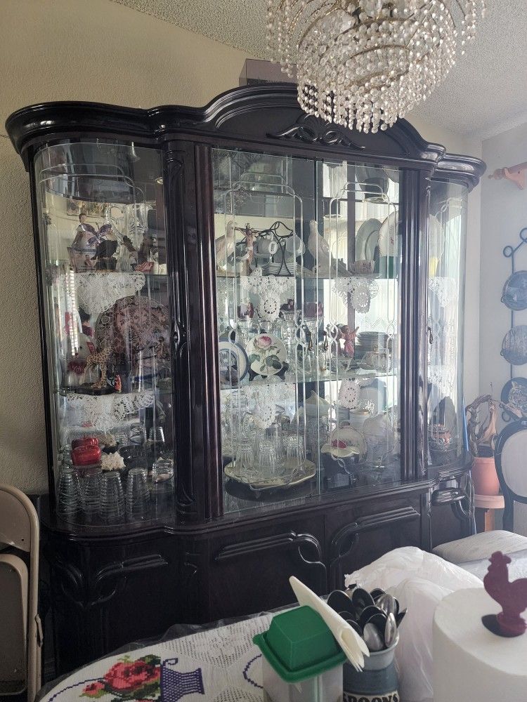 Selling For My Mom China Hutch And Dinning Set