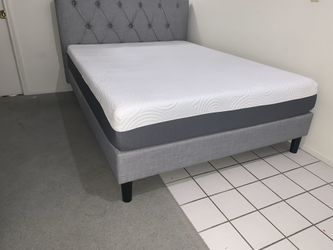 Brand New Queen Size Bed ! Queen bed ! Tufted headboard with frame and mattress ! Queen mattress ! Queen bed ! Free delivery