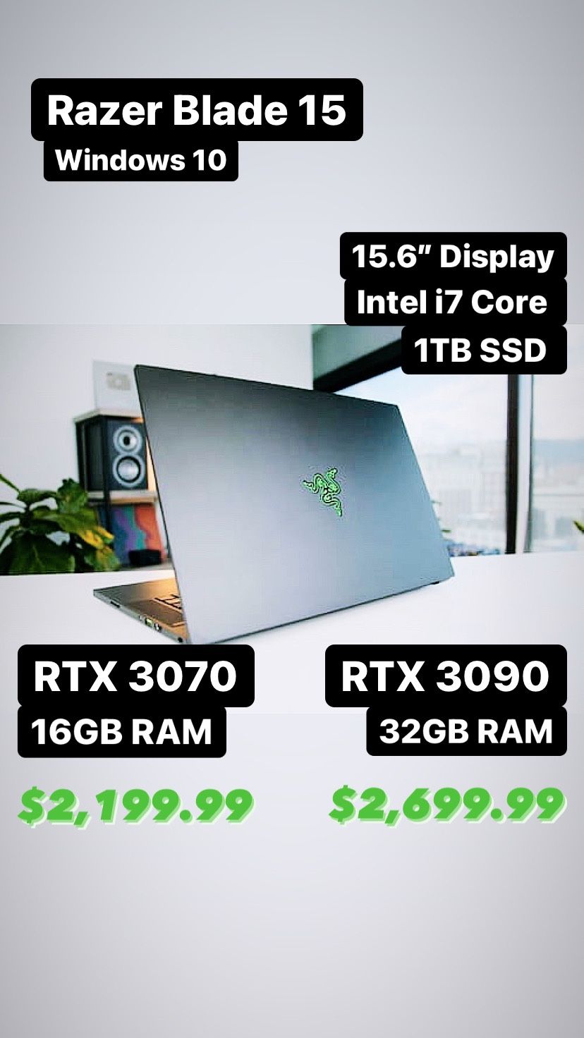 Razer Blade 15 Intel i7 16GB RAM 1TB SSD RTX 3070