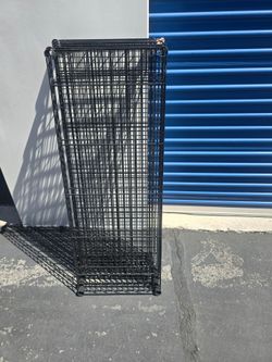 6 Black 48w  x 18 d wire sheves only. No poles no clips