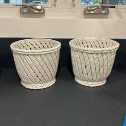 Pair Of Made In Italy Woven Pot