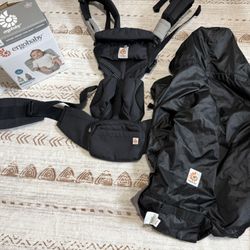 Ergo Baby Carrier + Infant Insert Seat + All Weather Cover