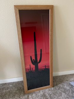 Cactus print and wood frame