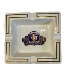 Vintage cigars international legends ashtray. Large. Ceramic white/gold trim Man cave barware