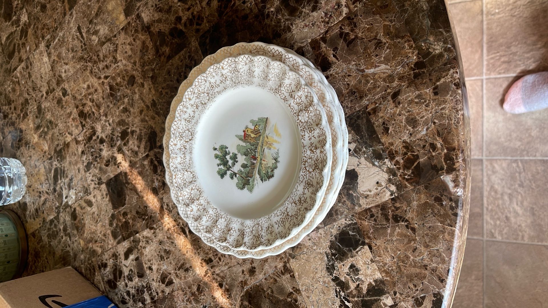 6 Antique Plates 22k GOLD